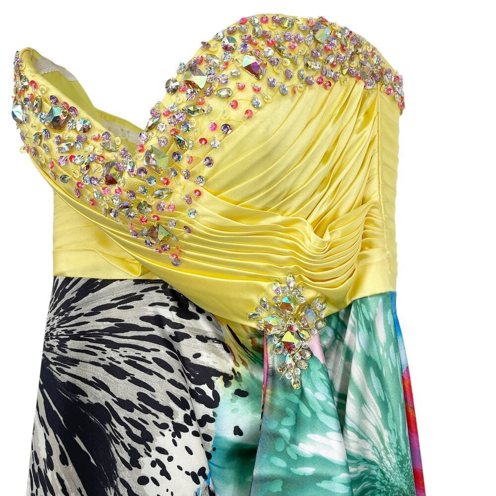 Vintage Kiss Kiss Formal Strapless Beaded Dress Size 4 Dopamine Dressing Y2K - Picture 14 of 15